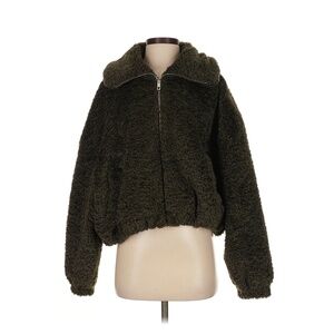 oysho oversized luxury teddy fuzzy winter jacket cropped
